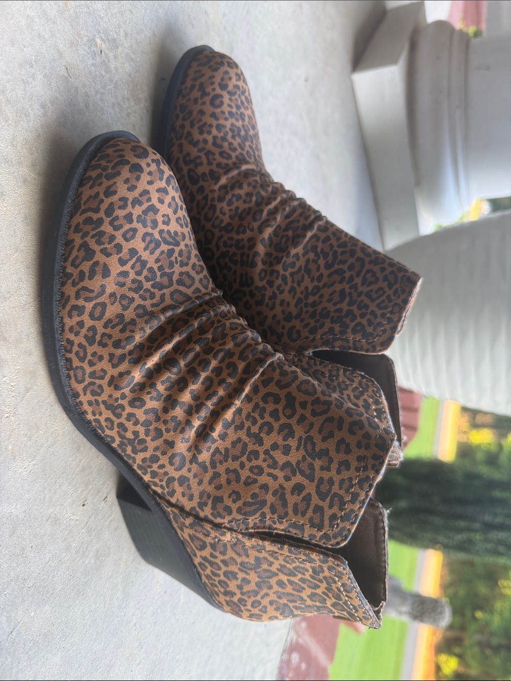 Kim Rogers Leopard Print Ankle Booties in Brown and Black